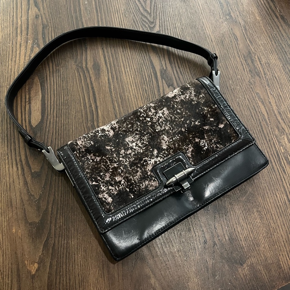 Monika Chiang Ponyhair Trimmed Leather Shoulder Bag